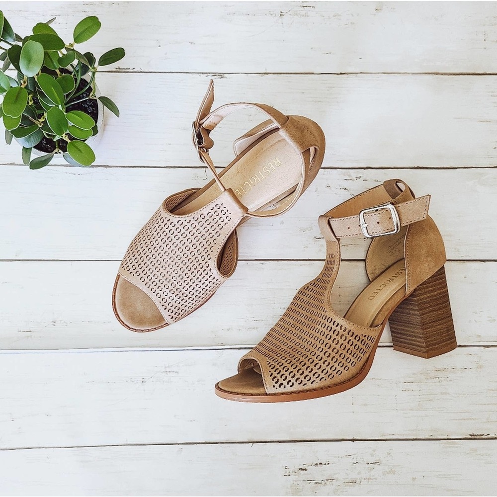 Restricted Fayla Taupe Preforated Heels